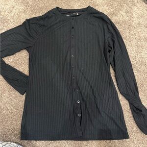 Abercrombie & Fitch Black Ribbed Button-Up Shirt
